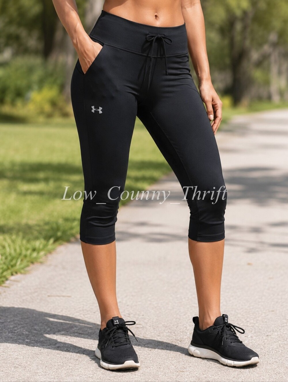 Under Armour HeatGear Capri Leggings Black Compression Women's L Workout